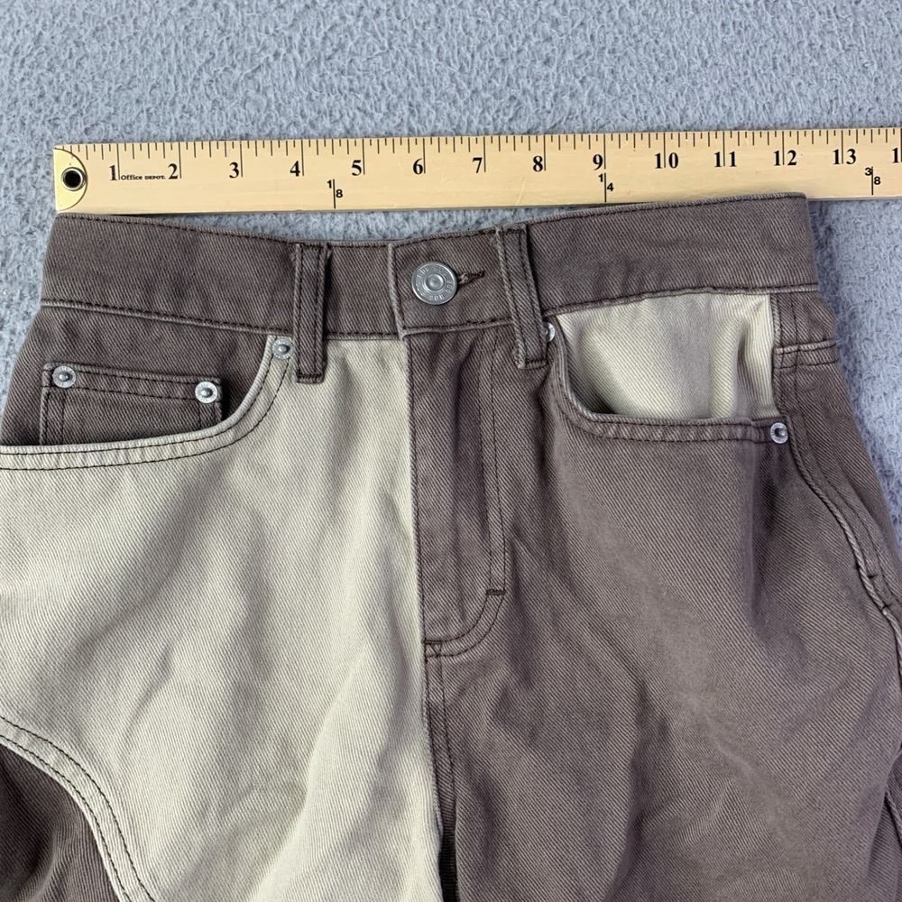 BDG Urban Outfitters COWBOY Brown Color Block Hi Rise Straight Leg Jeans 24 - Picture 3 of 14